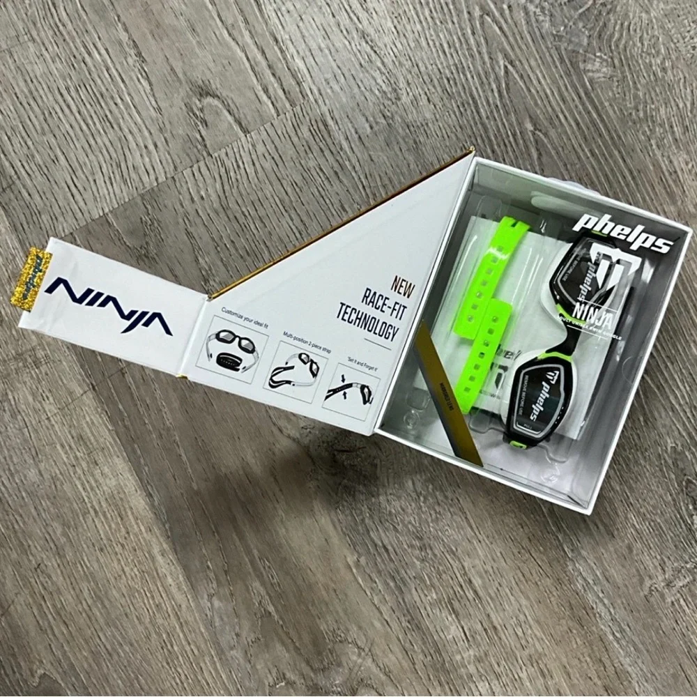 Michael Phelps Performance Ninja Swim Goggles - Neon Green and Black LE